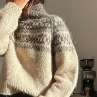 Вязаный спицами теплый свитер оверсайз Joha Loop