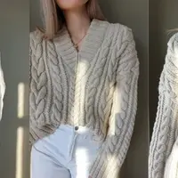 Пуловер с косами и широкой планкой горловины Sweater No. 20