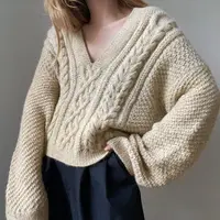 Вязанный спицами свитер оверсайз с горловиной-поло Boreas