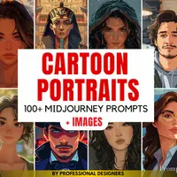 100+ мультяшных портретных промптов для Midjourney