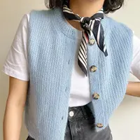 Вязаный спицами жилет Roma vest с японским плечом