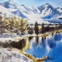 Горы акварелью