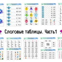 Слоговые таблицы к тетради по чтению Загадки букваря. Части 1 и 2