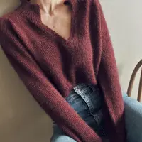 Пуловер поло спицами сверху без швов Wilson