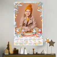 Шаблон календаря и рамок для фото Зимние котики