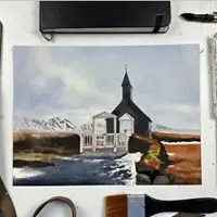 Церкви и храмы акварелью