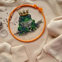 Роспись по ткани: Лягуха, мишка, травка