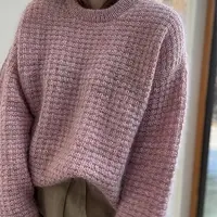 Вязаный спицами текстурный свитер-унисекс Grid Loop