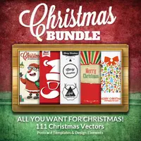 Новогодний набор из 111 шаблонов, логотипов, открыток, макетов, векторов