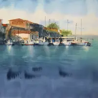 Морской пейзаж акварелью